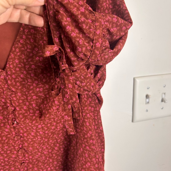 Madewell button front Women's Rust Puff Sleeve Top - Picture 5 of 10